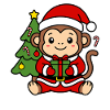 Niedliche Kawaii-Affen-Weihnachtsbaum-Geschenkkunst