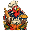 Thanksgiving Truthahn Bäcker mit Kürbis-Pie