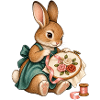 Kaninchen stickt mit Seidenband