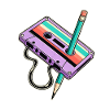 Retro-Kassette mit Stift-Duo