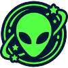 Alien Kopf Weltraum Logo