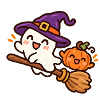 Süßer Hexengeist auf Besen – Halloween