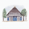 Fachwerkhaus im Aquarellstil 