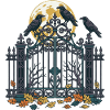Krähen auf dem Friedhofstor