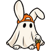 Geisterkaninchen mit Mütze. Süßes Halloween