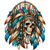 Indian Skull Feathers Türkis Traumfänger