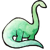 Smaragdgrünes Dino-Aquarell