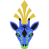 Blaue Giraffe mit Kopfschmuck
