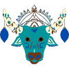 Blauer Stier mit festlichem Kopfschmuck