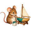 Maus baut ein Modellsegelboot