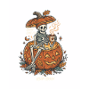 Gemütliches Halloween-Skelett im Kürbis