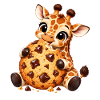Süße Cartoon Giraffe mit Keks Naschen