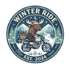 Winterfahrt: Elch auf Motorrad