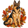 Schäferhund mit Herbstlaub – Hunde Geschenk