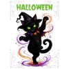 Halloween black cat dancing