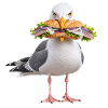 Silbermoewe-mit-Fischbroetchen Möwe