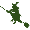 Hexe auf Besen Silhouette