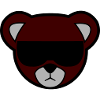 Rotbrauner Bär mit Sonnenbrille