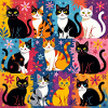Katzenkunst "Bunt und Floral"