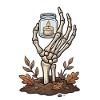 Skeletthand mit brennendem Licht