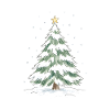 Schneebedeckter Weihnachtsbaum mit goldenem Stern