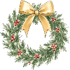 Eleganter goldener Weihnachtskranz mit Schleife