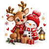 Winterfreunde Reh Schneemann
