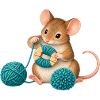Maus wickelt einen Wollpompon