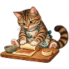 Katze rollt Zimtschnecken