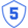 Blauer Schild mit Zahl Fünf