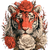 Tiger mit Blumenkrone