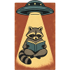 Lesender Waschbär im UFO Strahl
