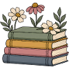 Bücher und Wildblumen