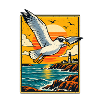 Retro-Möwe bei Sonnenuntergang