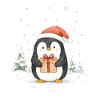 Süßer Weihnachtspinguin mit Geschenk