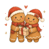 Aquarell-Lebkuchen-Paar mit Geschenk