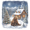 Winterwald Bär am Kamin