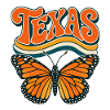 Texas Butterfly Retro Motif