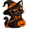 Halloween-Katze mit Kürbiskorb