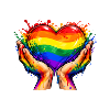 Regenbogenherz in schimmernden Händen