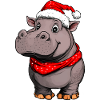 Nilpferde Weihnachten / Weihnachtsmann Hippo