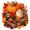 Herbstliche gemütliche Kürbis-Latte-Szene