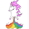 Lustiges Einhorn mit Regenbogen