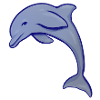 Blue Dolphin Silhouette Wave Emblem