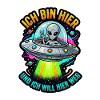 UFO Alien Sticker: Hier Weg