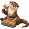 Otter punziert ein Lederblatt