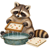 Waschbär schöpft Papier