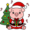 Niedliche Kawaii Pig Santa Weihnachtsbaum-Geschenkbaumkunst