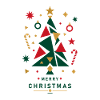 Geometrischer Weihnachtsbaum mit Dekoration