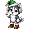Husky-Welpen-Elfenhut-Weihnachten